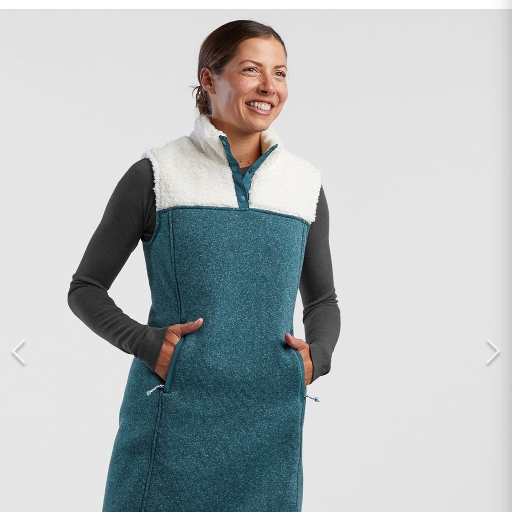 Title Nine Navy and White Fleece-Lined Dress
